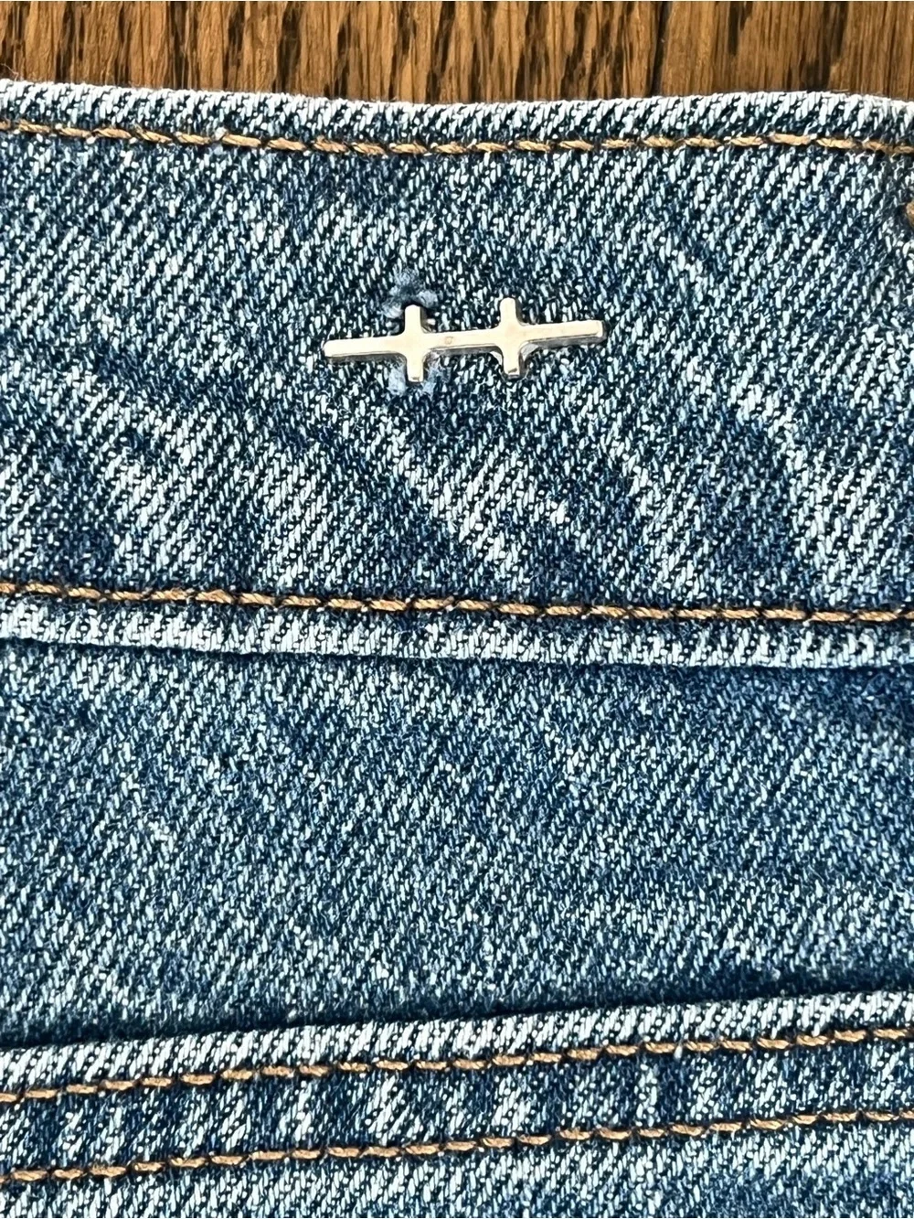 Habitual Two-Tone Wide Leg Jeans in Light Blue Denim
